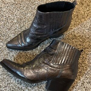 Sam Edelman Metallic Ankle Boots Sz 8